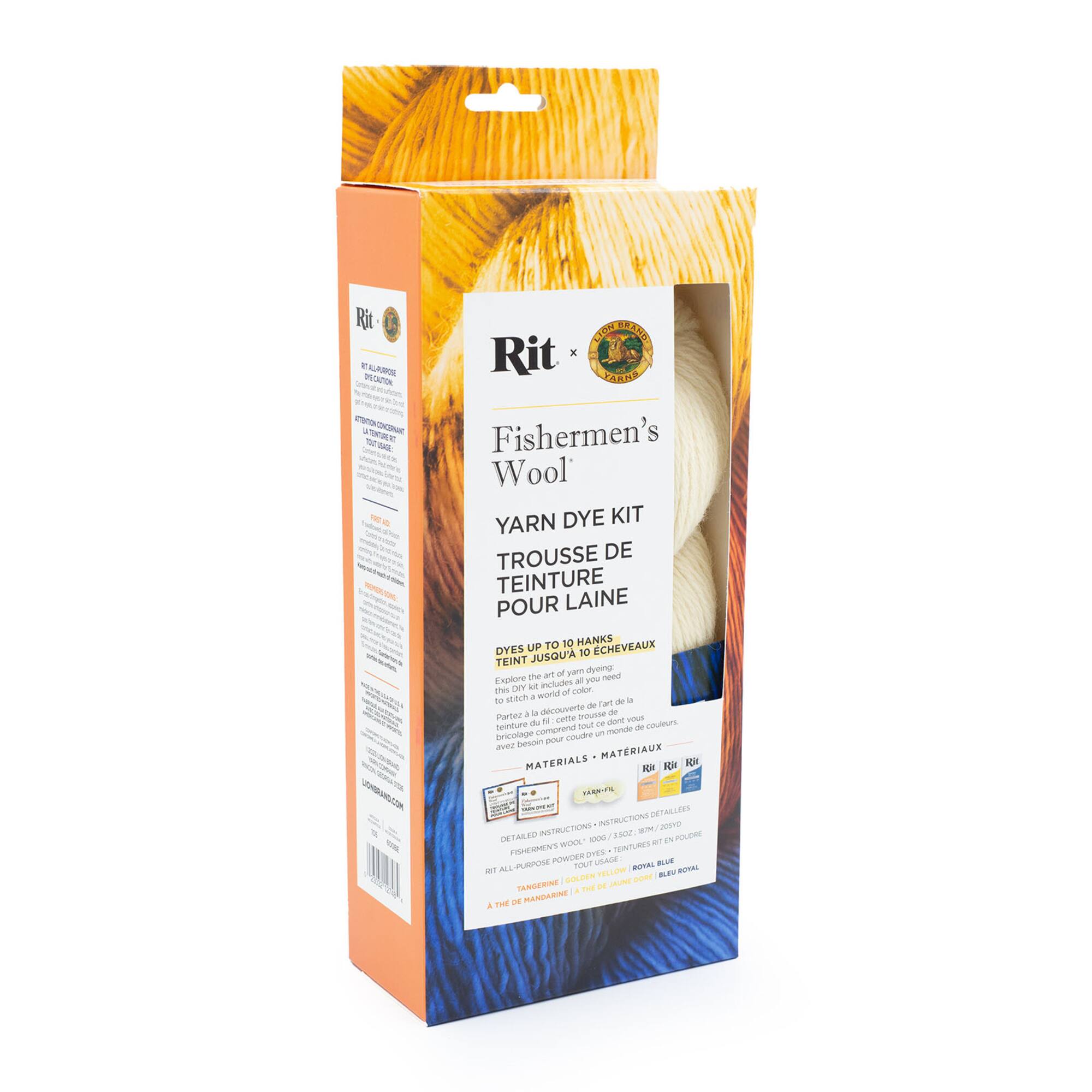 Lion Brand® Yarn Tangerine, Golden Yellow & Blue Fishermen's Wool® Yarn Rit® Kit